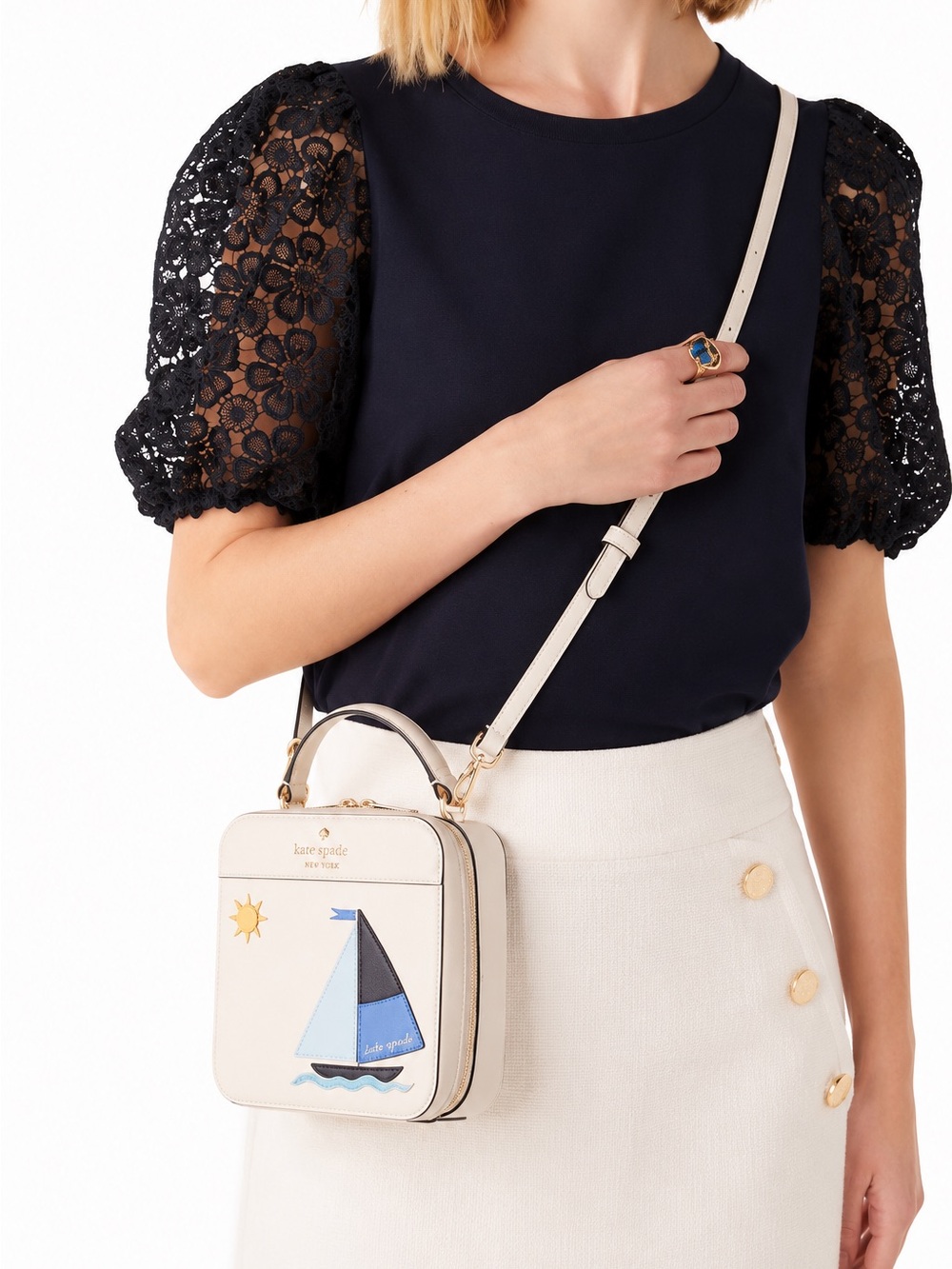 Rare Kate Spade New York Set Sail Sailboat Vanity Crossbody Novelty Bag - Picture 3 of 14